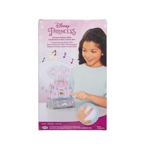 Disney Princess Jewelry Box for Girls Disney 100th Celebration Princess Castle Keepsake Jewelry Box with Music & Firework-Like Light Show, Plays Song “A Dream Is a Wish Your Heart Makes”