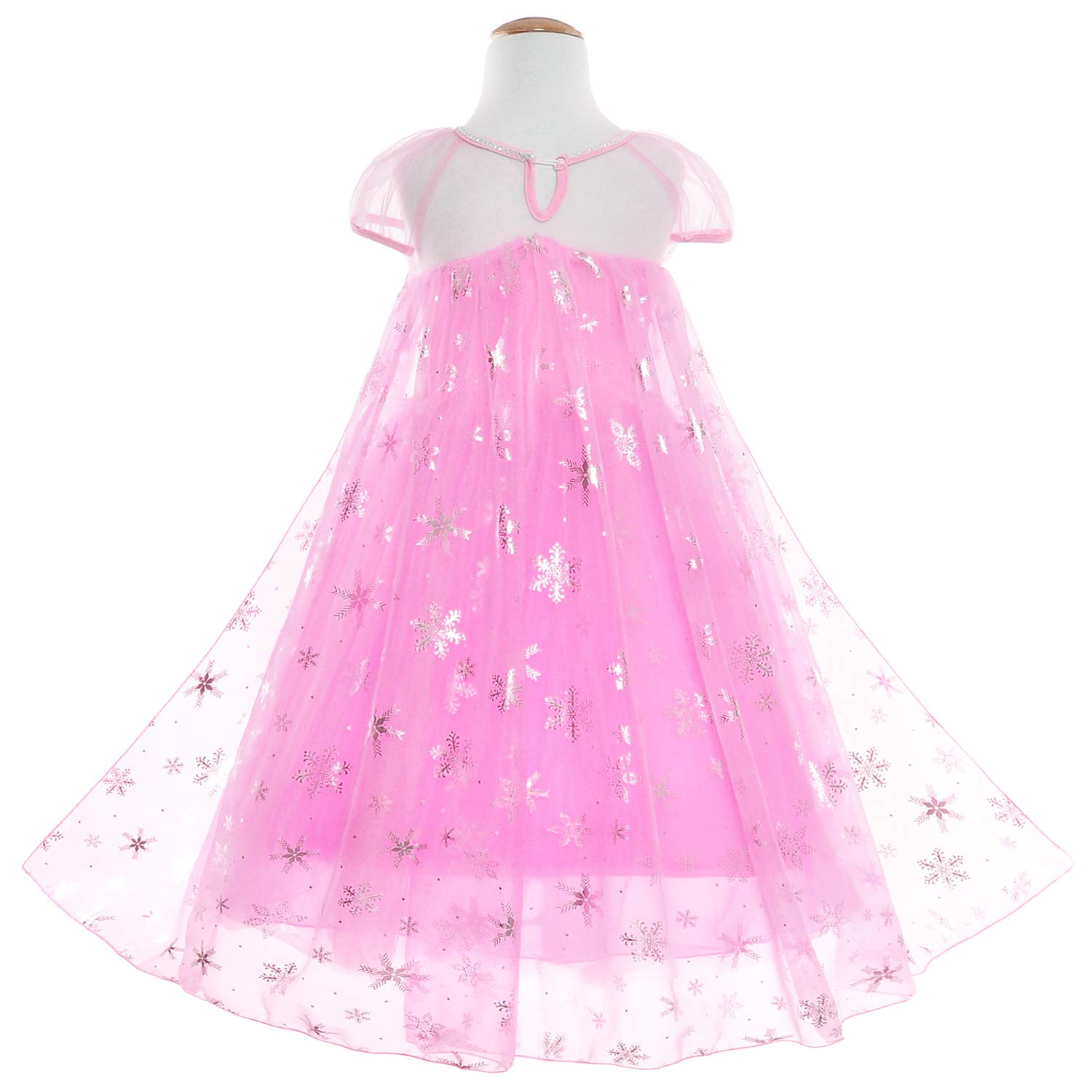 Party Chili Pink Princess Dress Costumes Birthday Dress Up for Little Girls with Crown,Mace,Gloves Accessories