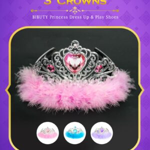 Princess Dress Up Shoes Princess Dresses for Girls, BIBUTY Dress Up Clothes Pretend Play Costumes-3 Sets of Princess Shoes, Dresses and Crowns, Princess Accessory Toys for 3-6 yr Girl Birthday Gifts