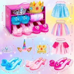 LIMIROLER Princess Dress Up Shoes Set, Girls Dress Up Toys, Princess Role Play Costumes Kit Gifts for Toddler Little Girls Aged 3-6 Years Old