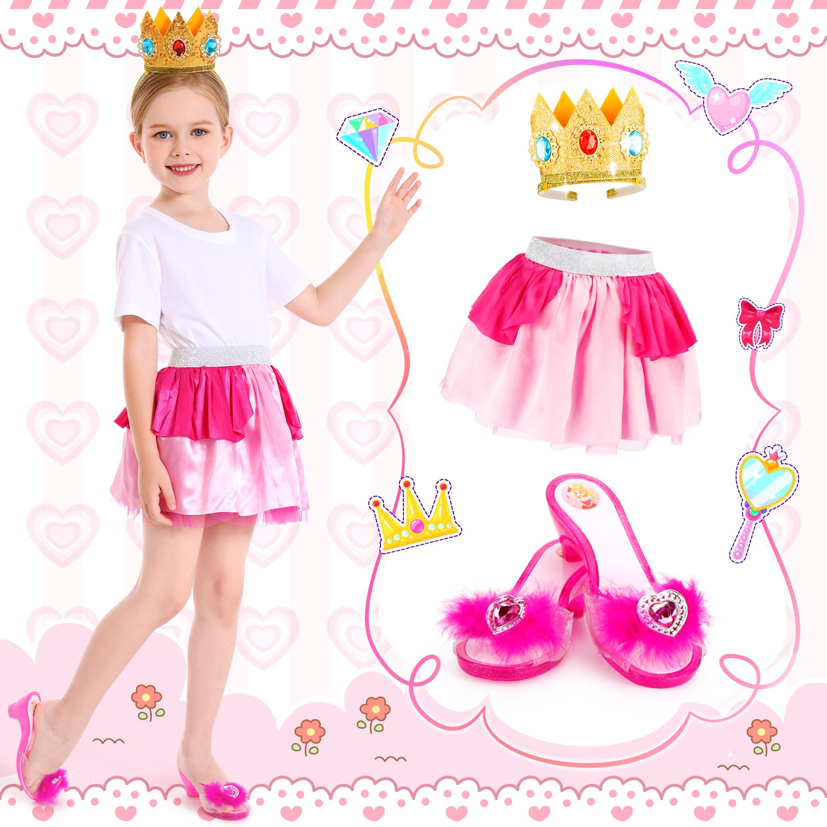 LIMIROLER Princess Dress Up Shoes Set, Girls Dress Up Toys, Princess Role Play Costumes Kit Gifts for Toddler Little Girls Aged 3-6 Years Old