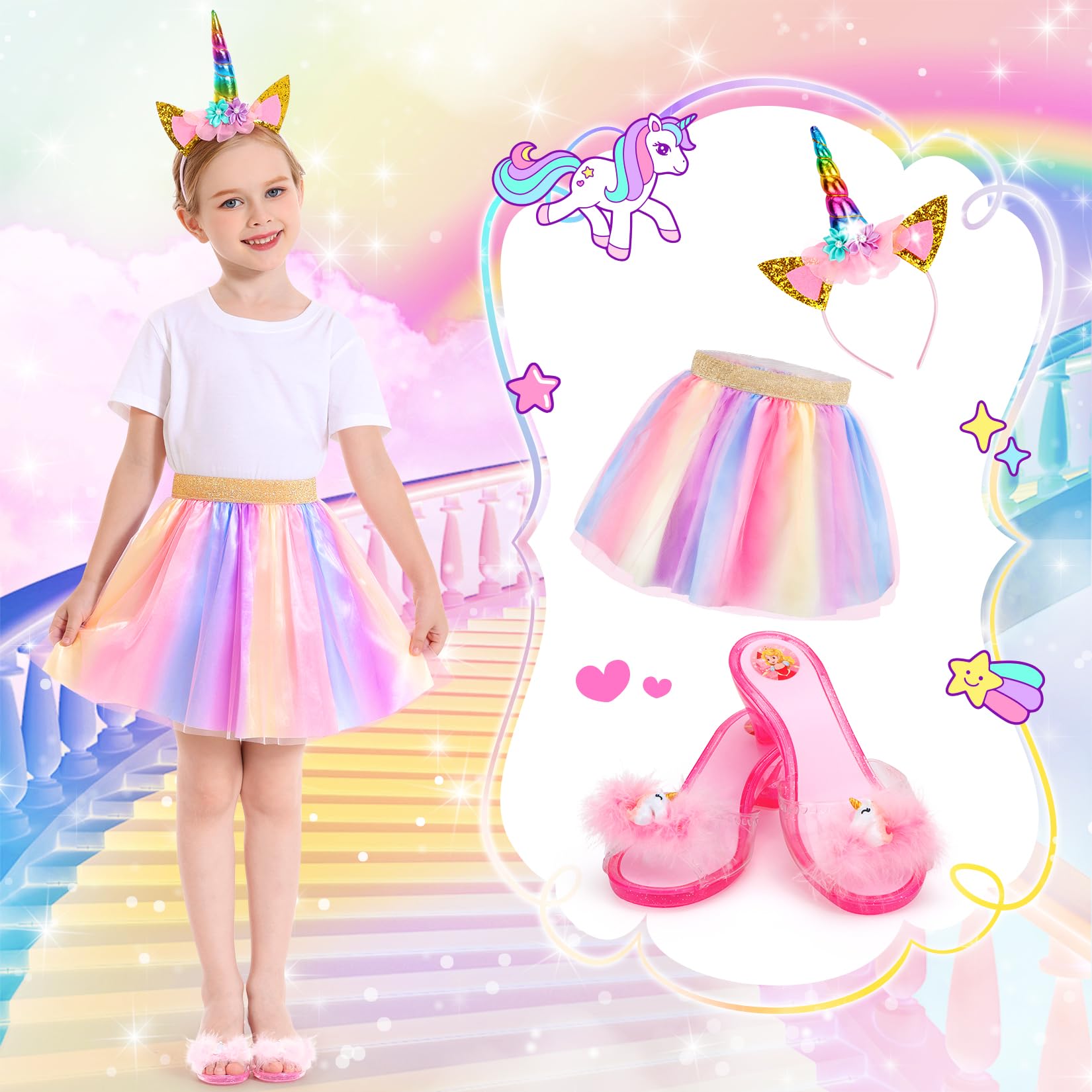 LIMIROLER Princess Dress Up Shoes Set, Girls Dress Up Toys, Princess Role Play Costumes Kit Gifts for Toddler Little Girls Aged 3-6 Years Old