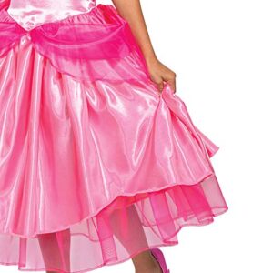 Princess Peach Costume Dress, Nintendo Super Mario Bros Deluxe Dress Up Outfit for Girls, Kids Size Small (4-6x)