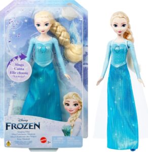 mattel disney frozen toys, singing elsa doll with signature clothing, sings “let it go” from the movie frozen