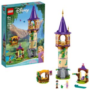 lego disney princess rapunzel’s tower 43187 castle building toy kit and playset with 2 mini-dolls from tangled movie, gift idea for kids, girls and boys