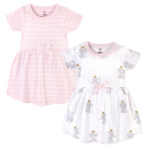 hudson baby girl's cotton dresses, elephant princess, 9-12 months