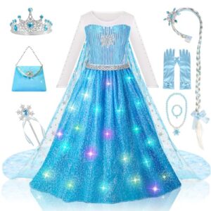 meland princess dresses for girls - princess costume with long cape for cosplay, dress up clothes for little girls age 3,4,5,6,7,8 year old(3-4 years)