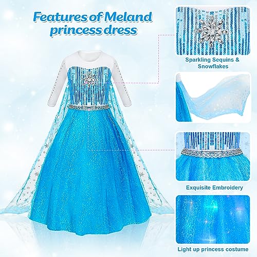 Meland Princess Dresses for Girls - Princess Costume with Long Cape for Cosplay, Dress Up Clothes for Little Girls Age 3,4,5,6,7,8 Year Old(3-4 Years)