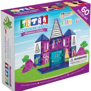 Tytan TILES Princess Castle 60-Piece Magnetic Tiles Building Set, Adorable Kids’ STEM Toy, Creative Play, Shape & Pattern Recognition, Fine Motor Skills, includes Storage Bag, Ages 3 and Up