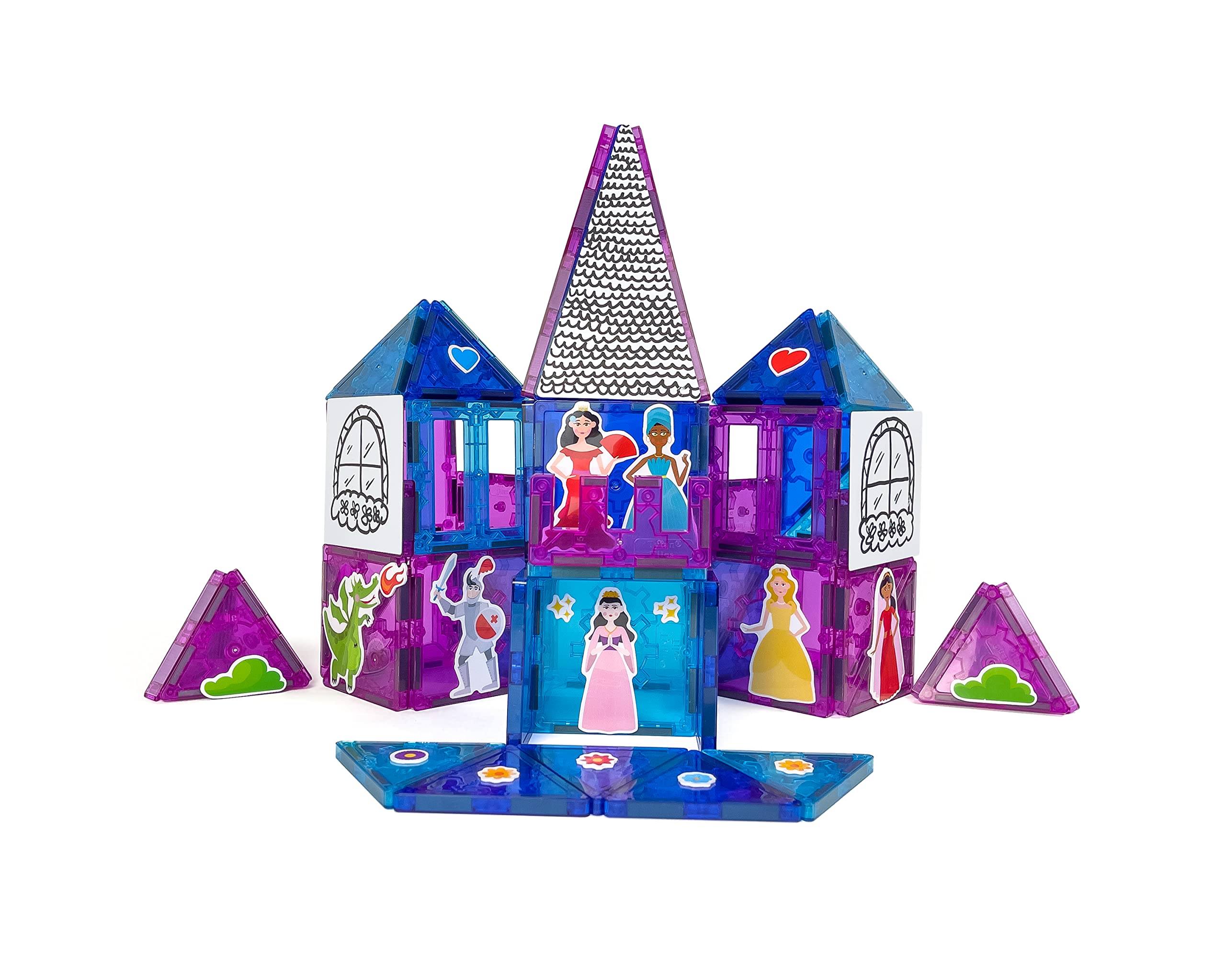 Tytan TILES Princess Castle 60-Piece Magnetic Tiles Building Set, Adorable Kids’ STEM Toy, Creative Play, Shape & Pattern Recognition, Fine Motor Skills, includes Storage Bag, Ages 3 and Up