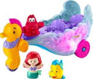 fisher-price little people toddler toy disney princess ariel's light-up sea carriage musical vehicle for pretend play ages 18+ months​