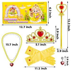 MISS FANTASY Princess Dress Up Accessories,Cosplay Accessories for Kids Girls, Princess Dressed up Crown,Wand,Gloves,Necklace,Earrings,Bracelet Gift Sets for Little Girls Halloween Party Cosplay Set