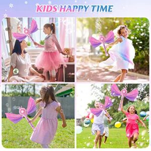 Britik Bubble Wands for Kids Girls - LED Light & Music Bubble Machine: 3 AA Batteries & 2 Bubble Solutions, Outdoor Party Birthday Toys for Toddlers, Gift for 3 4 5 6 7 8 Year Old Girls