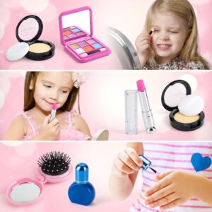 Juboury Play Purse for Little Girls, Pretend Play Accessories with Wallet, Toy Phone, Credit Card, Keys, Princess Pretend Makeup Girl Toys for 3 4 5 6 7 8 Years Old