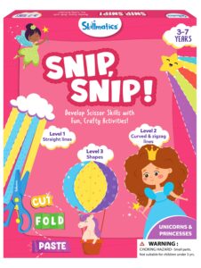 skillmatics art & craft kit - snip, snip unicorns & princesses, practice scissor skills with activity book, gifts for toddlers, girls & boys ages 3, 4, 5, 6, 7