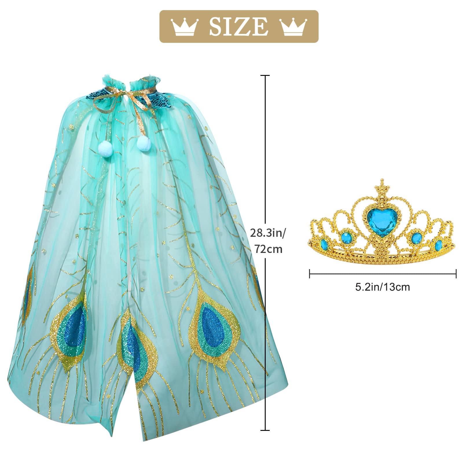 Latocos 8Pcs Princess Cape Girls Princess Cloak with Tiara Crown for Little Girls Dress up Pretend Play Christmas Cosplay Party Accessories