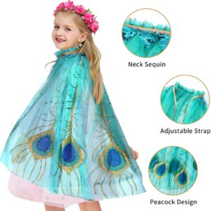 Latocos 8Pcs Princess Cape Girls Princess Cloak with Tiara Crown for Little Girls Dress up Pretend Play Christmas Cosplay Party Accessories