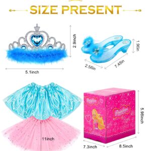 BIBUTY Kids Princess Dress Up Clothes for Little Girls, Pretend Play & Dress Up Costume Set for 3-6 Toddler Little Girls (Pink/Blue)