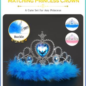 BIBUTY Kids Princess Dress Up Clothes for Little Girls, Pretend Play & Dress Up Costume Set for 3-6 Toddler Little Girls (Pink/Blue)