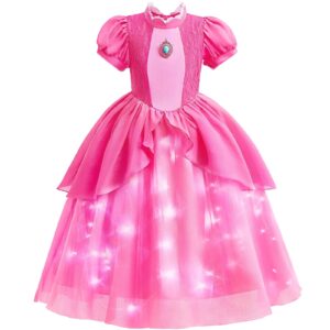 Minetom Princess Dresses for Girls Costume Light up Princess Dress up Clothes for Little Girls Birthday Cosplay Party Outfit 5-6 Years