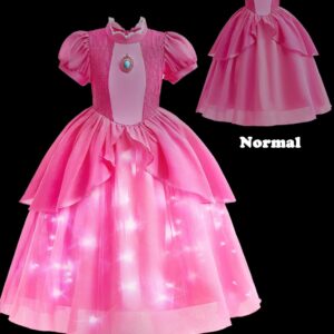 Minetom Princess Dresses for Girls Costume Light up Princess Dress up Clothes for Little Girls Birthday Cosplay Party Outfit 5-6 Years