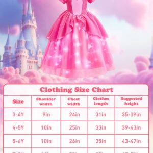 Minetom Princess Dresses for Girls Costume Light up Princess Dress up Clothes for Little Girls Birthday Cosplay Party Outfit 5-6 Years