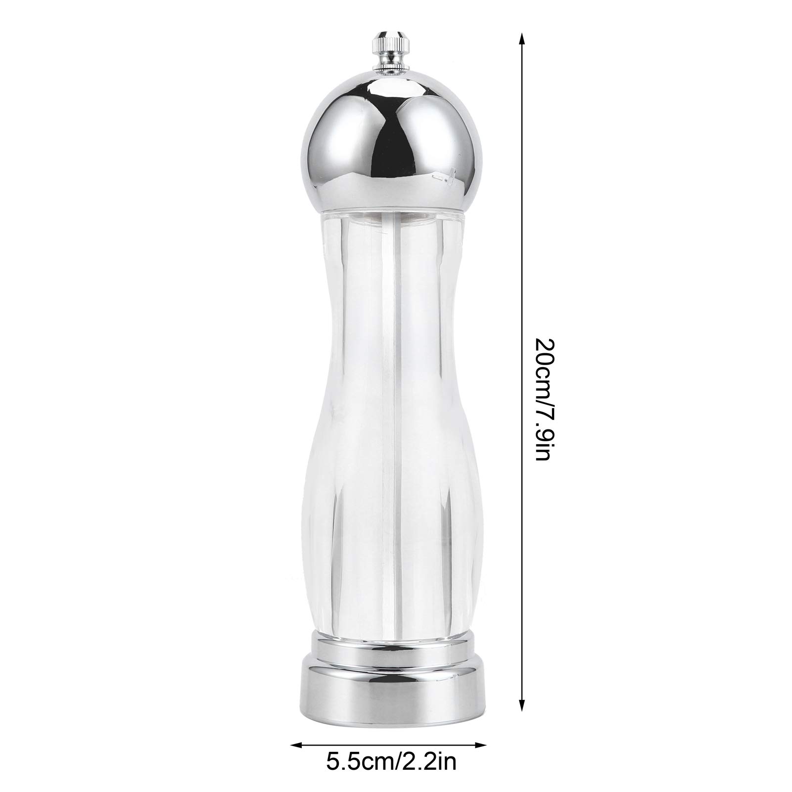 Pepper Grinder, Acrylic Pepper Grinder Mill 5 Inch Salt and Pepper Shaker Salt Grinder Pepper Mill Shakers Refillable(L)