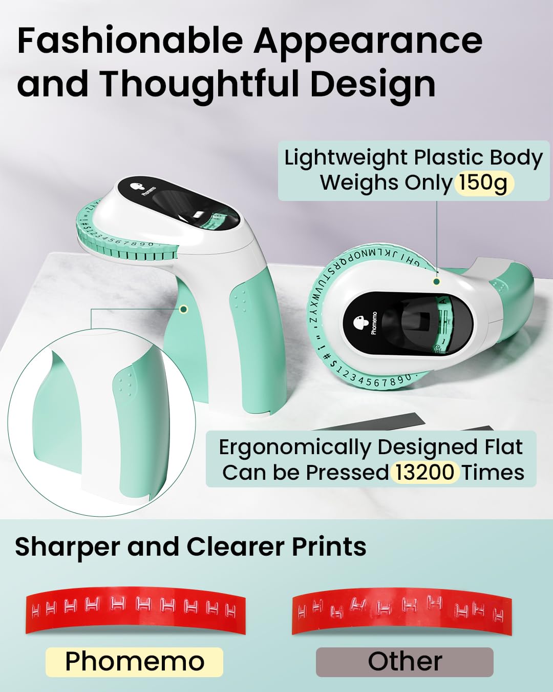 Phomemo Embossing Label Maker Machine with Tapes, Portable Retro Embossed Label Maker Writer, Mini Embosser Label Maker with 6 Rolls Embossing Label Tapes for Home,Office DIY and Crafting -Green