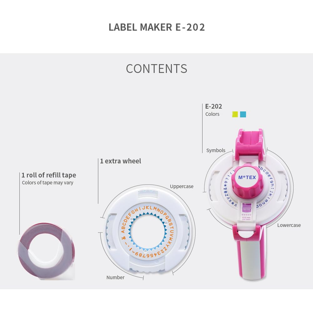 Motex Embossing Label Maker, Labeling Tool, Old School Label Maker, for Manual Label Embossing- E-202 (Lime)