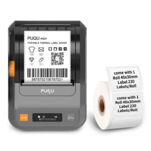 puqu aq20 label maker - portable label maker bluetooth wireless thermal label printer for clothing, jewelry, retail, cable, mailing, barcode and more, compatible with android & ios system, black