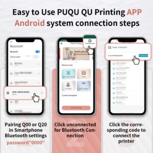 PUQU AQ20 Label Maker - Portable Label Maker Bluetooth Wireless Thermal Label Printer for Clothing, Jewelry, Retail, Cable, Mailing, Barcode and More, Compatible with Android & iOS System, Black