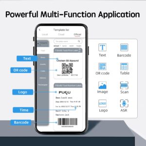PUQU AQ20 Label Maker, 2 Inch Logo Label Printer, Mini Portable Bluetooth Thermal Labeler, DIY Sticker Machine for Small Business, Barcode, Office, Name, Jewelry, Compatible with iOS Android, Phone
