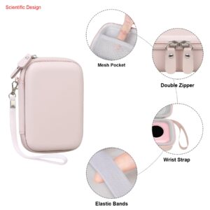 Elonbo Carrying Case for Phomemo D30 Label Maker Machine/for Phomemo D35 Portable Bluetooth Label Printer Travel Bag, Mini Smart Phone Handheld Labeler Storage Holder, Pocket Fits Label Paper, Pink