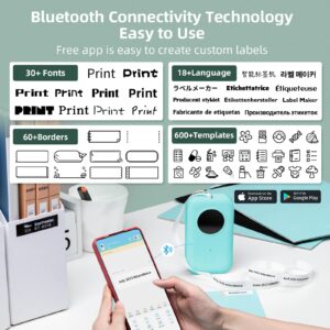 Memoqueen D30 Label Maker-Bluetooth thermal Mini Label Printer-Portable label Maker Machine with tape,Labeler Compatible with Phomemo D30 iOS&Android, Easy to Use for home office organization,Green