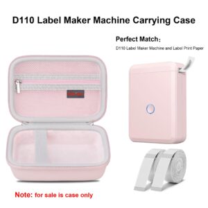 Elonbo Carrying Case for NIIMBOT D110/ JADENS D110 Label Maker Machine, Portable Bluetooth Wireless Label Printer Travel Bag, Small Mini Thermal Sticker Printer Storage Holder, Pocket Fits Tape, Pink