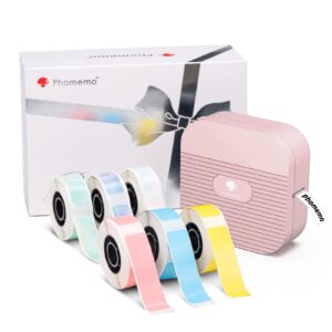 Phomemo Label Makers with Tape- Q31 Mini Label Maker Bluetooth Labeler Machine with 6 Tapes, Compatible with iOS & Android, Great for Home, Office, Organization, USB Rechargeable Labeler, Pink