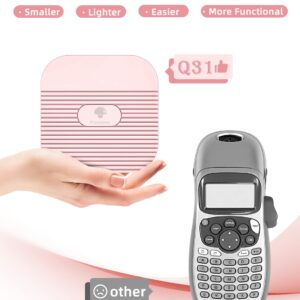 Phomemo Label Makers with Tape- Q31 Mini Label Maker Bluetooth Labeler Machine with 6 Tapes, Compatible with iOS & Android, Great for Home, Office, Organization, USB Rechargeable Labeler, Pink