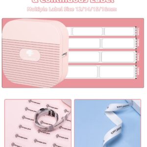 Phomemo Label Makers with Tape- Q31 Mini Label Maker Bluetooth Labeler Machine with 6 Tapes, Compatible with iOS & Android, Great for Home, Office, Organization, USB Rechargeable Labeler, Pink