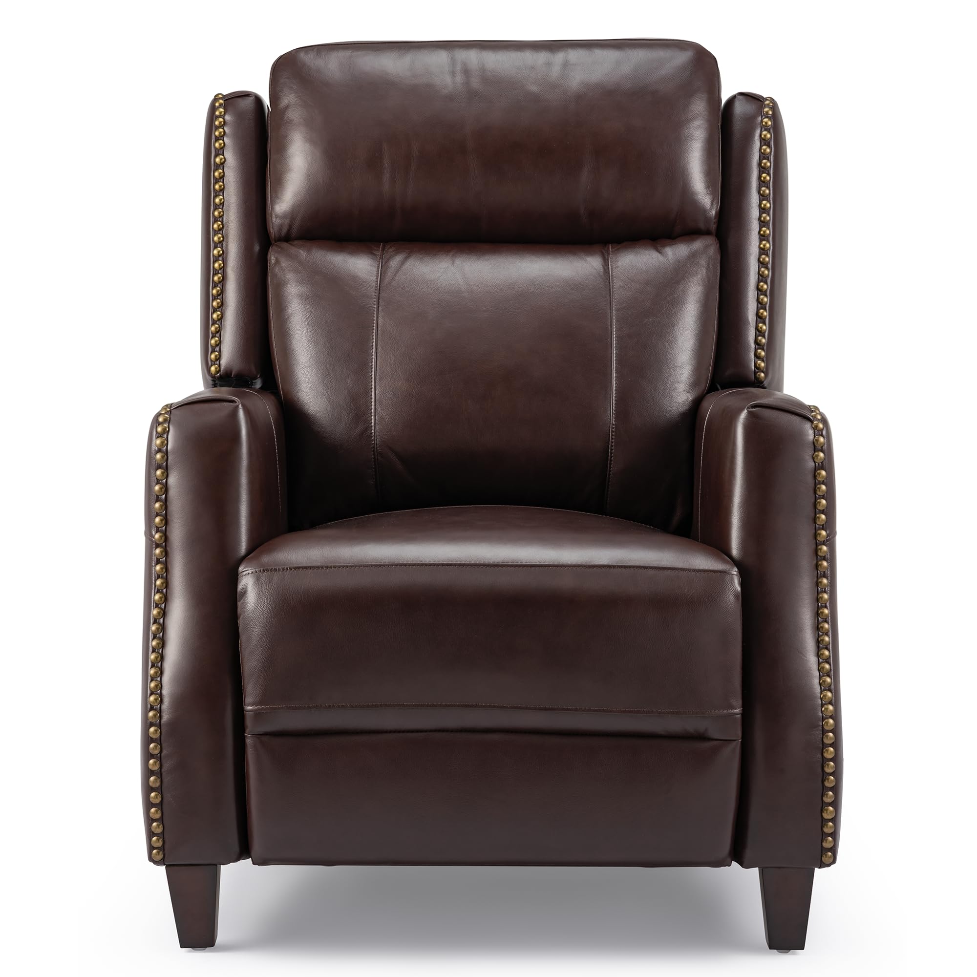 Genuine Leather Recliner Chair, Power Recliner Built-in High Elastic Sponge, Power Recliner Chair for Living Room, Home Theater, Bedroom, Office - Dark Brown