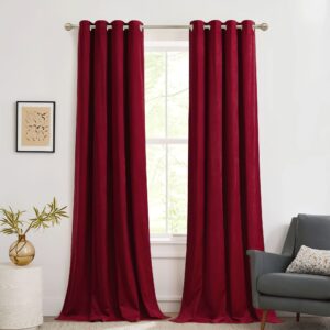 ryb home red velvet curtains 108 inch for theater, room darkeing velvet drapes elegant holiday decoration for party family gathering chritmas backdrop for living room, w52 x l108 inch, 2 panels