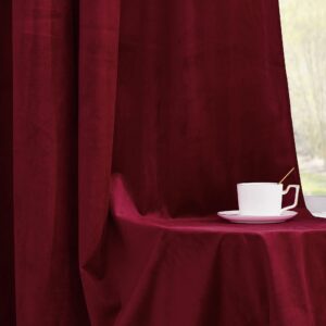 RYB HOME Red Velvet Curtains 108 inch for Theater, Room Darkeing Velvet Drapes Elegant Holiday Decoration for Party Family Gathering Chritmas Backdrop for Living Room, W52 x L108 inch, 2 Panels