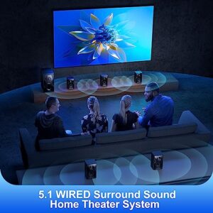 Bobtot Surround Sound Speakers Home Theater Systems - 700 Watts Peak Power 5.1/2.1Wired Stereo Speaker System 5.25" Subwoofer Strong Bass with Bluetooth HDMI ARC Optical Input