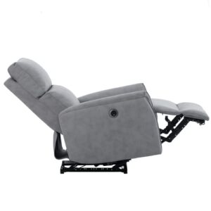 Electric Rocking Recliner Chair Sofa,Upholstered Foam Lounge Single Sofa,Modern Small Rocking Swivel Recliner Chair for Bedroom,Living Room Chair Home Office Theater Seat,Side Pocket (Light Gray)