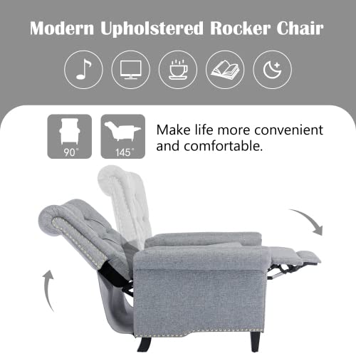 New Recliner Chair for Living Room, Fabric Massage Recliner Chair Winback Single Sofa Home Theater Chairs Adjustable Modern Reclining Chair with Padded Seat Backrest for Adults (Gray)