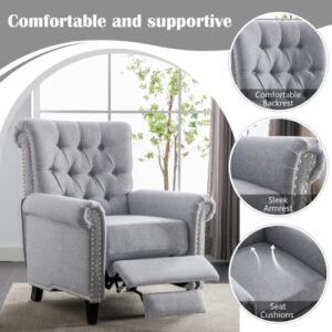 New Recliner Chair for Living Room, Fabric Massage Recliner Chair Winback Single Sofa Home Theater Chairs Adjustable Modern Reclining Chair with Padded Seat Backrest for Adults (Gray)