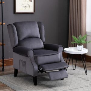 rindow vintage armchair sofa comfortable upholstered recliner chair for living room, home theater seating, adjustable backrest and footrest, non-slip feet for tv reading and relaxation (color : grey)