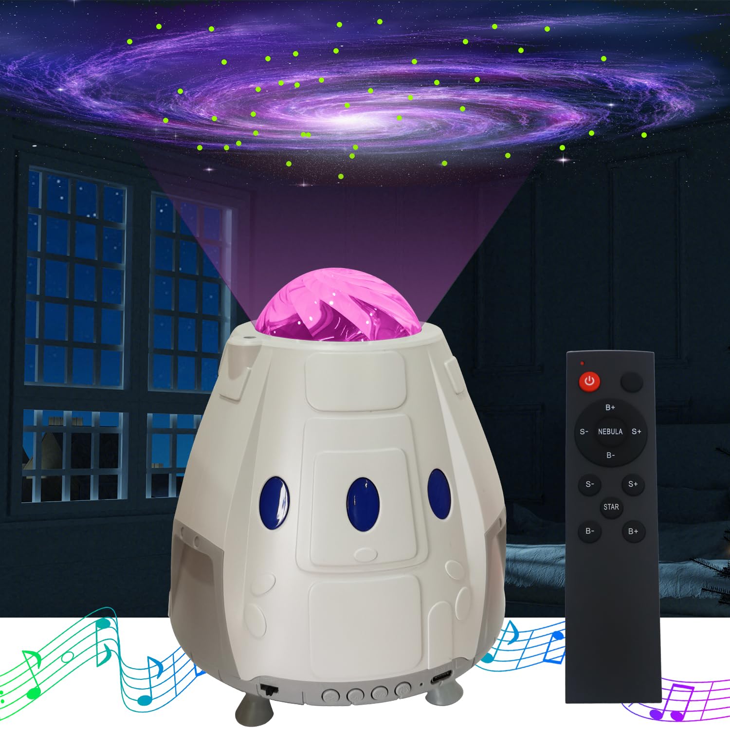 Star Projector with 16 Lighting Effects, Remote Control, Galaxy Projector Built-in BT Speaker for Voice&Touch Control, for Bedroom Night Lights, Kids Room, Adults Home Theater, Party, Home Decor