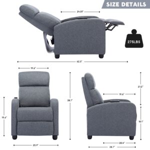 Phoenix Home New Model Massage, Modern Single Sofa Padded Backrest and Thick Seat Cushion, PU Leather Recliner Chair for Living Room, Home Theater, Light Grey