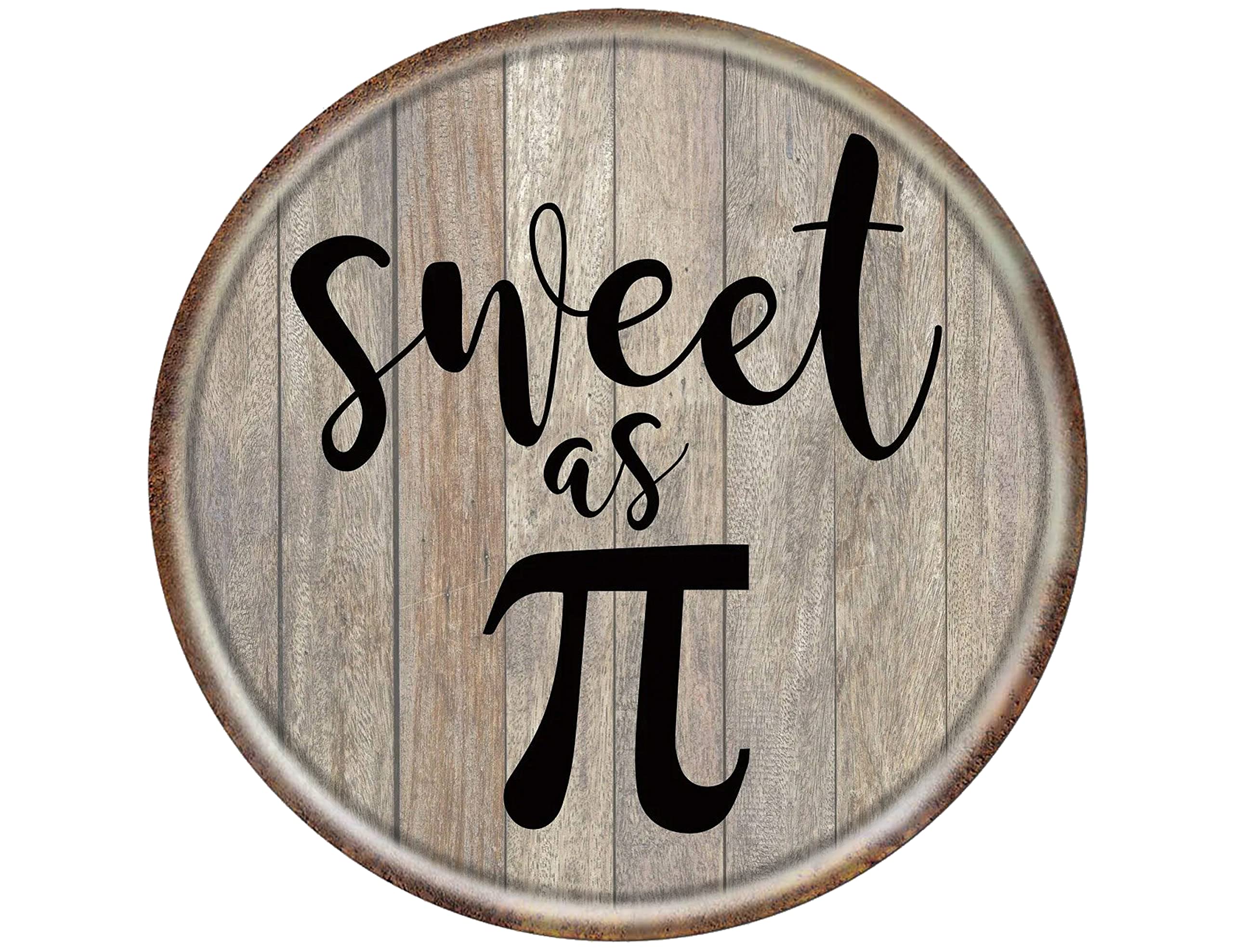 Retro New Metal Tin Sign Round Signs Pi Day - Wreath 3.14 March 14th Happy Math Sign Greek Symbol Science Geek Sweet As Pie Wall Decor Tin Signs Metal Art Poster Man Cave Bar 12 Inch Diameter