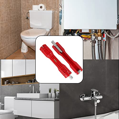 YBQSPLY Basin Wrench,8 in 1 Faucet and Sink Installer Multi Tool,Multi-Purpose Plumbing Wrench Faucet Wrench Sink Wrench Plumbers Wrench for Pipe and Tub Drain Removal Nut Wrench (Two-way Red)